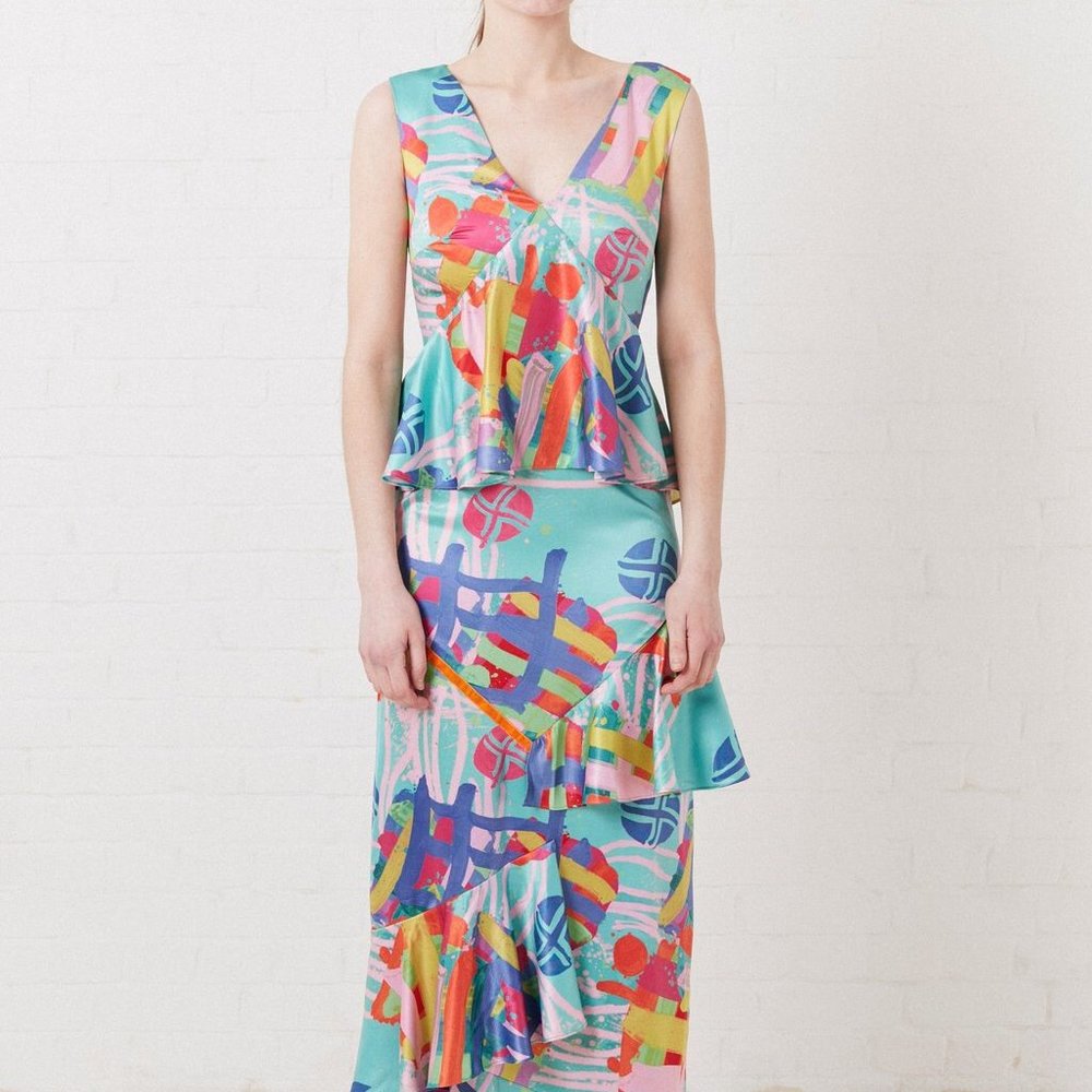 House of Holland Nova Print Satin Maxi Dress